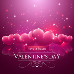 Happy Valentine's day message, pink floating hearts.