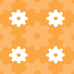 seamless pattern consisting of a orange and white gears