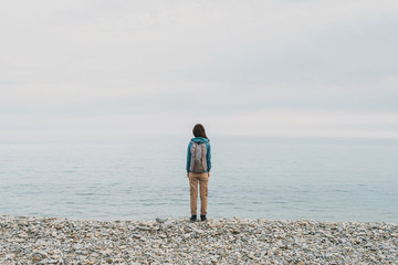 Girl enjoying view of sea