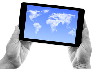 Tablet cloud world map