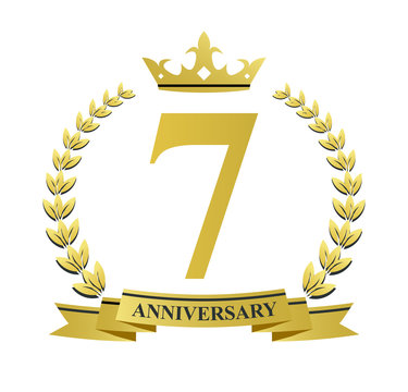 7 Years Golden Anniversary 3d Logo Stock Vector (Royalty Free) 1146257573