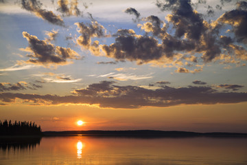 Sunset on a northern lake