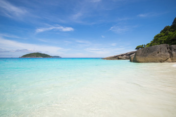 beautiful tropical similan island with blue sky and calm blue se