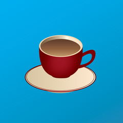 Blank bright red photo realistic cup , for branding and your design. Vector