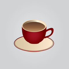 Blank bright red photo realistic cup , for branding and your design. Vector