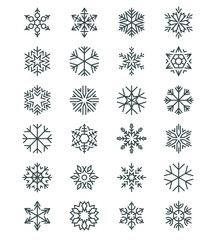 Snowflakes in linear vector style