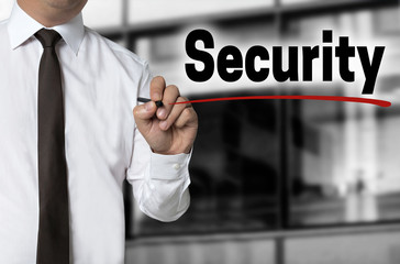 Security is written by businessman background concept