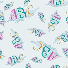 Vector seamless childish alphabet pattern