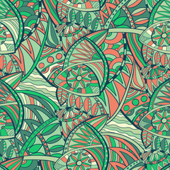 Vector seamless hand drawn natural floral ornamental background