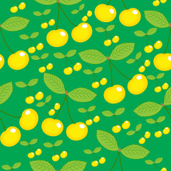 yellow cherry seamless pattern