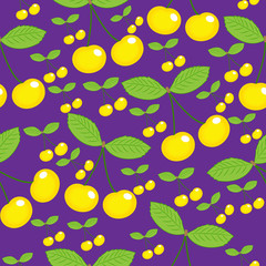 yellow cherry seamless pattern