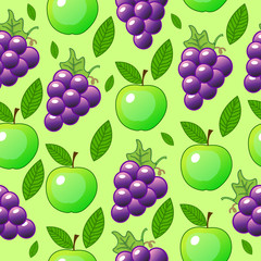 grapes, apple seamless pattern