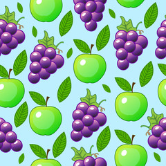 grapes, apple seamless pattern