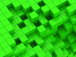 3d illustration of green cubes