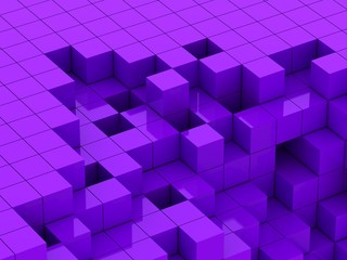 3d illustration of purple cubes