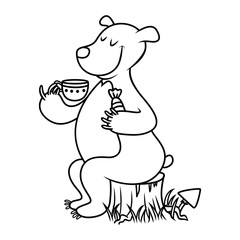 Bear drinking tea
