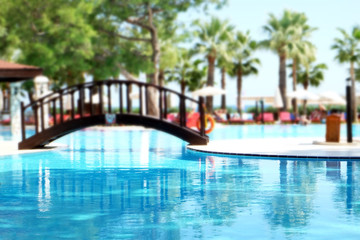 Fototapeta na wymiar Beautiful swimming pool in hotel