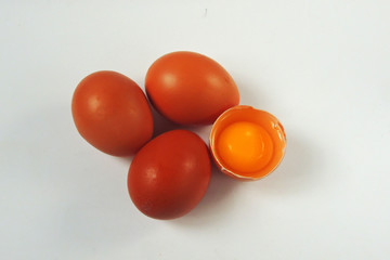 Eggs on white background