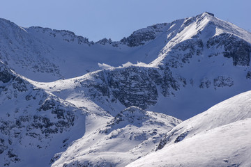 Fototapeta na wymiar Amazing winter view of Musala peak, Rila Mountain, Bulgaria