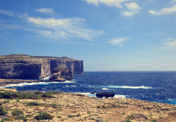 Fototapeta na wymiar scenic mountains on Gozo island in Malta