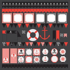 Printable set of vintage pirate party elements.