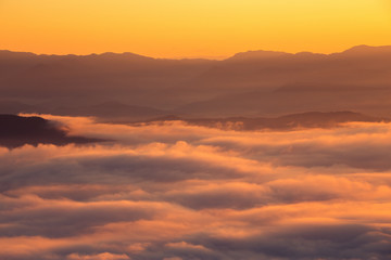 Mountain and mist in morning