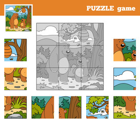 Fototapeta premium Puzzle Game for children with animals (bears)