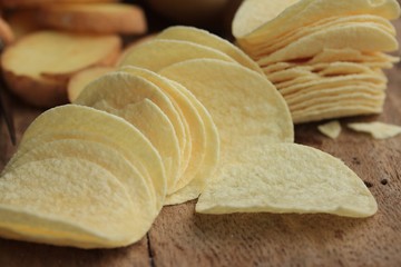 fresh potatoes with potato chips