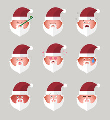Set of santa claus emoticons. Set of Emoji. vector illustration.