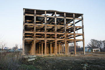 Demolition of an old factory building. Poland
