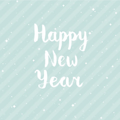 Happy New Year card with hand drawn lettering and stars on red background. Typographic design template for a greeting card. Happy New Year 2016