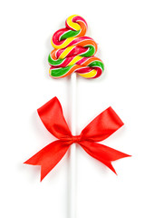 Fototapeta premium Christmas Candy Cane with Red Bow