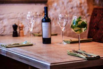 Banquet table in the restaurant