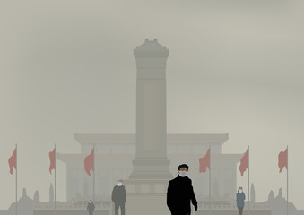 PEKIN_pollution air - obrazy, fototapety, plakaty