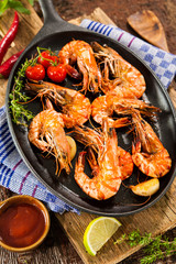 Fried king prawns