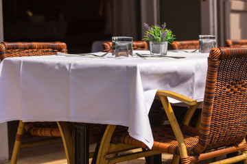 Cozy Restaurant tables ready for service