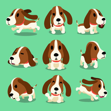 Cartoon character hound dog poses
