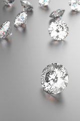 Luxury diamonds on white backgrounds