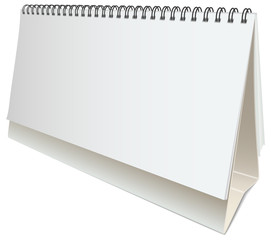 Vector blank desktop calendar, blank place for your text, dates, holidays, meetings or messages. Standing blank realistic calendar on white background.