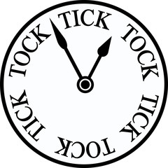 Simple Tick Tock Clock vector in black and white