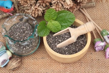 Chia seeds dry for a healthy diet.