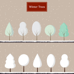 Fototapeta na wymiar Cartoon winter trees