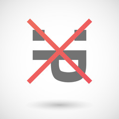 Not allowed icon with a sticking out tongue text face