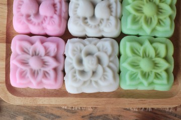 Mochi japanese dessert and hot tea delicious.