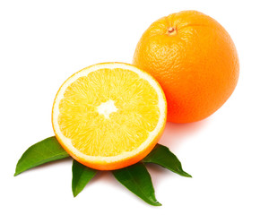 orange with half cut isolated on white background