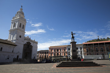 Architecture of the historic center of Quito. Colonial area in Quito is the first UNESCO World Heritage site
