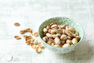 Roasted pistachios with spices in a bowl