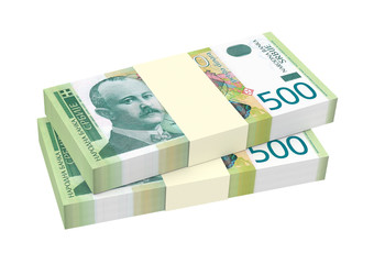 Serbian dinar isolated on white background. Computer generated 3D photo rendering.