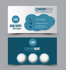Business card design set template for company corporate style. Blue color. Vector illustration.