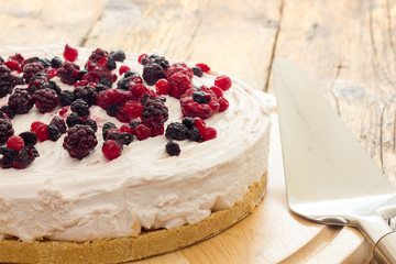 Cream cake with red fruits